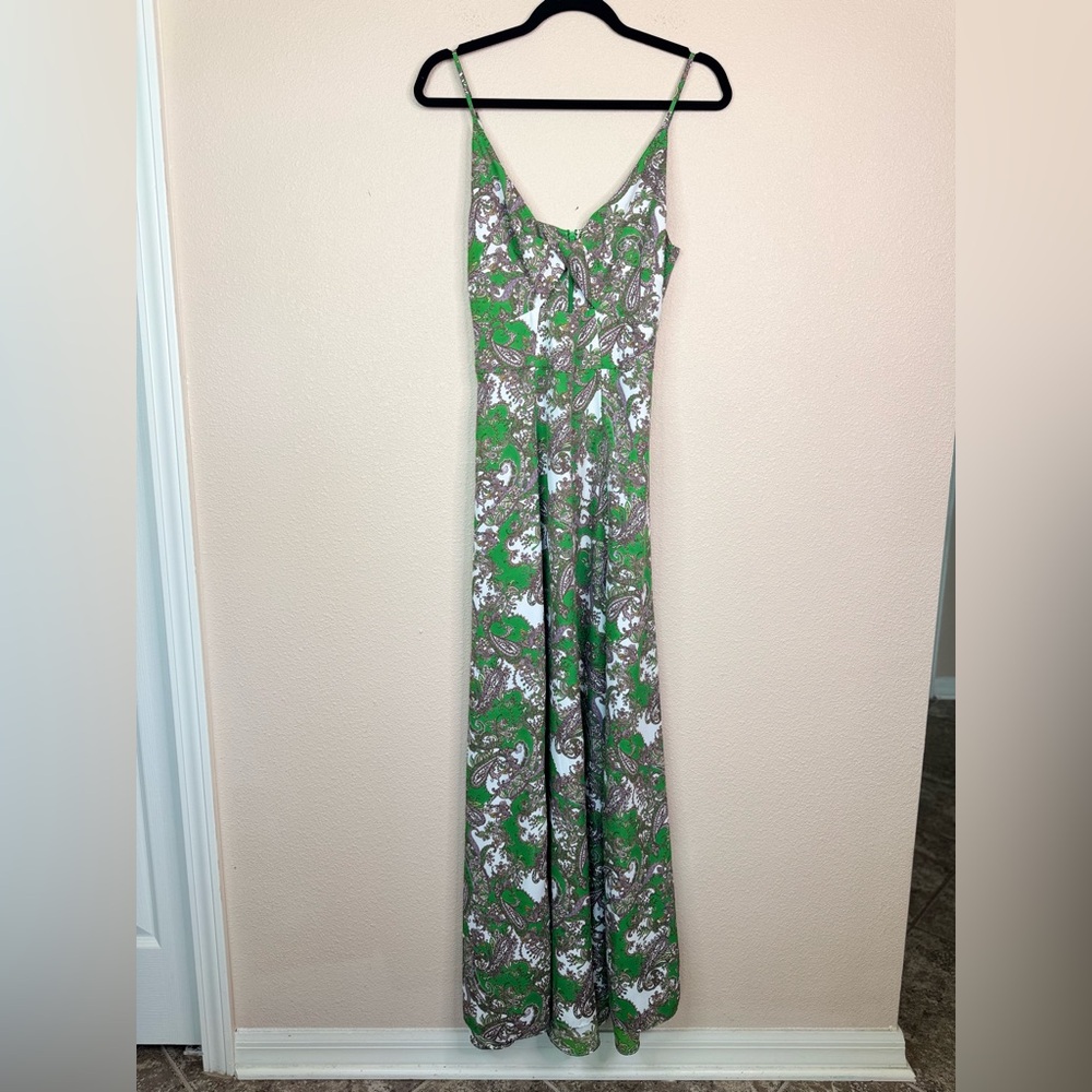 L'AGENCE Green and Gray Paisley Maxi Dress - Picture 3 of 7